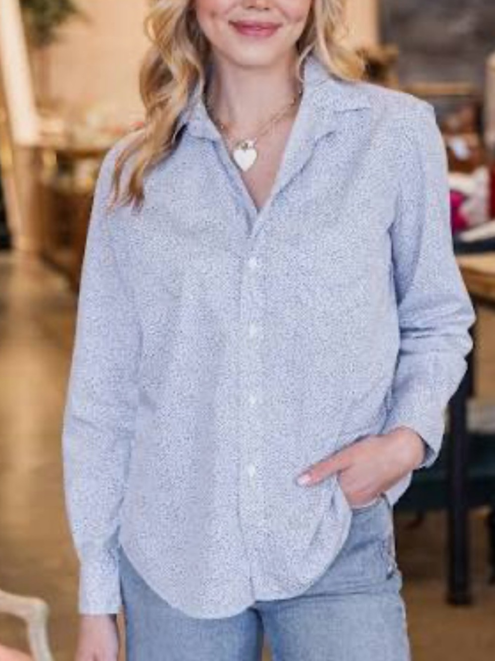Frank & Eileen Micro Daisy Print Button Down Shirt